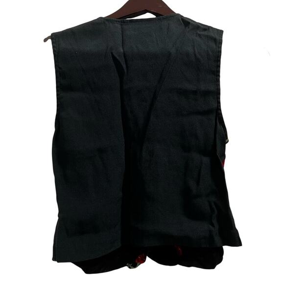 CAROLE LITTLE black cherry print made in USA vintage button front vest sz 8P - Picture 2 of 7